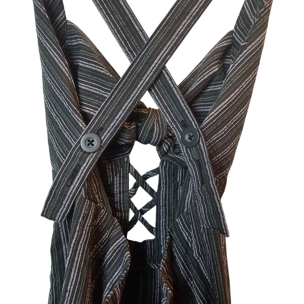 Free People Striped Short Crisscross Overall, Cotton, 2" Inseam, Sz M - Picture 6 of 10